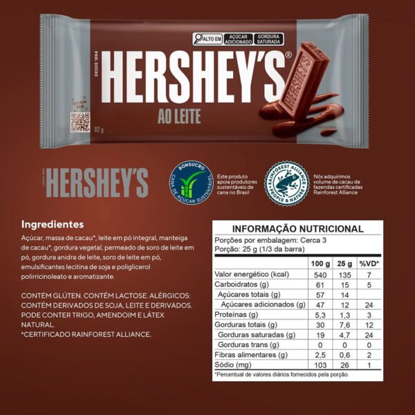 Barra Chocolate Hersheys 82g Meio Amargo 40% Cacau - Image 4